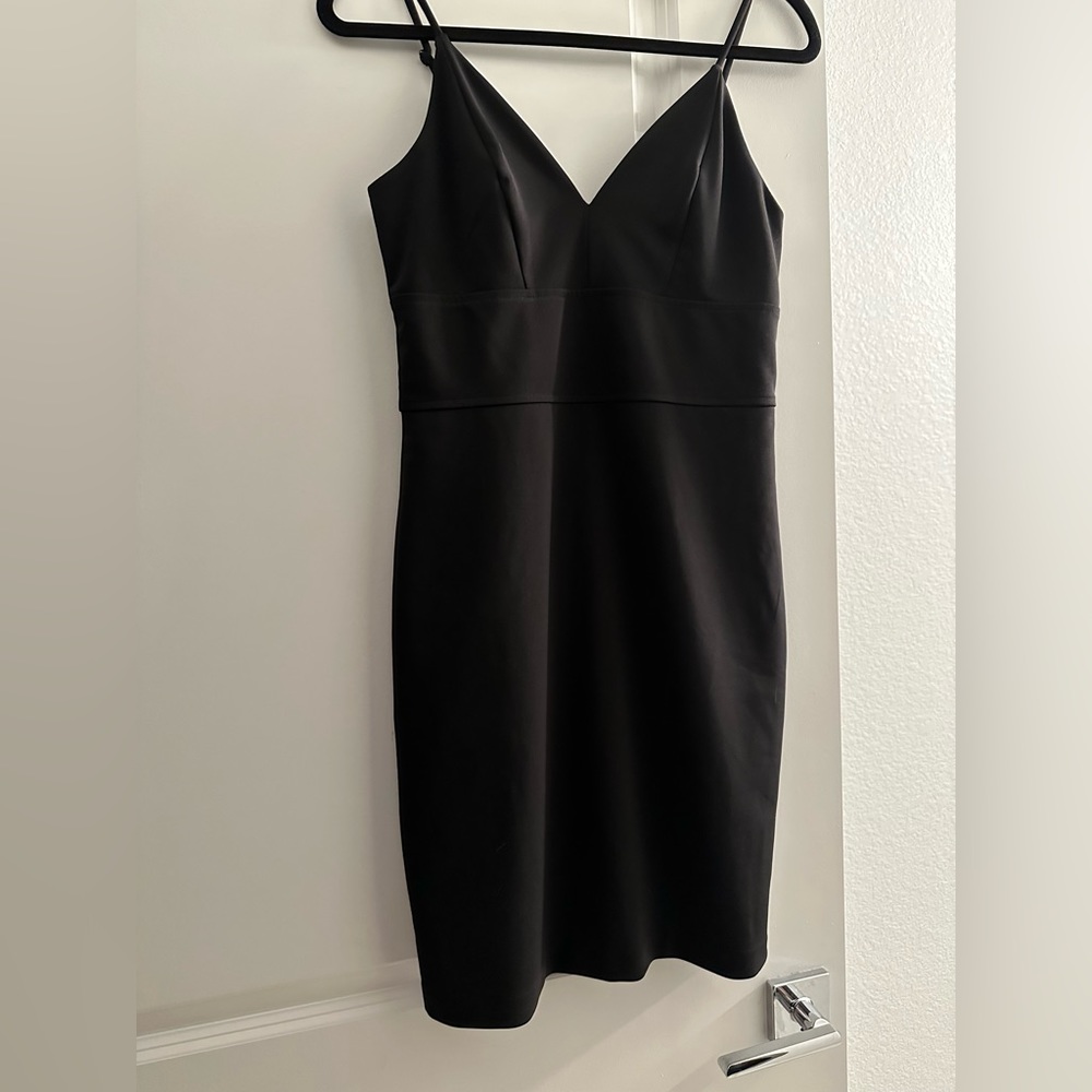 Express Black V-Neck Midi Dress, Size M, Women’s